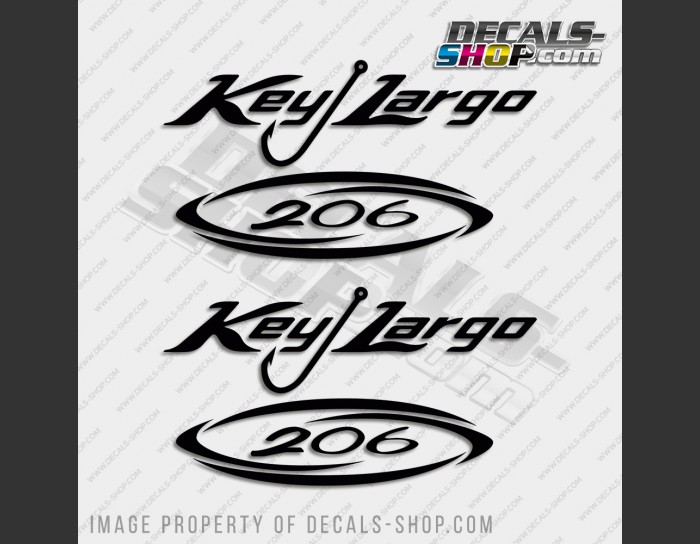 Key Largo 206 Boat Console Decals Black Set of 2 x 11"